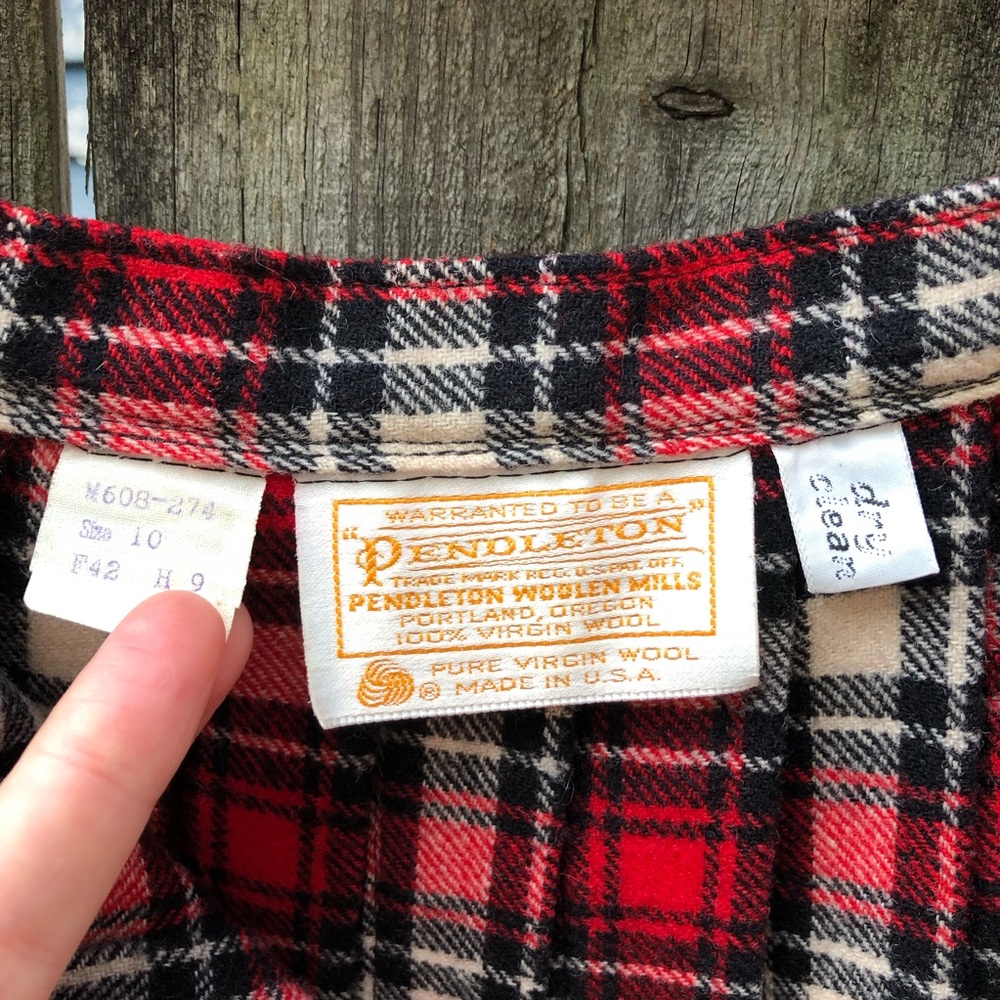 Pendleton Vintage 1950s Turnabout Skirt Virgin Wool Red Plaid Pleated Size S - Picture 12 of 15